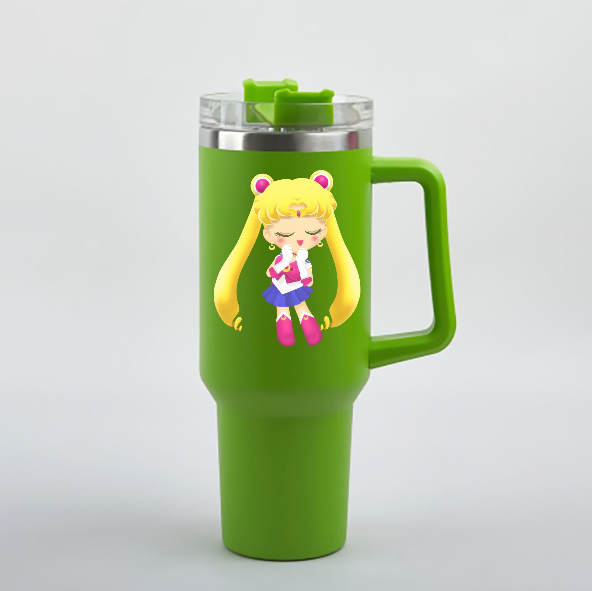 （画像用） 美少女戦士セーラームーン 月野 うさぎ つきの うさぎ Sailor Moon Tsukino Usagi 1200mL車用タンブラー - クリスタルステッカー（プラスチックストロー付き）